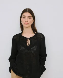 YERSE Jersey calado lazo negro Hot