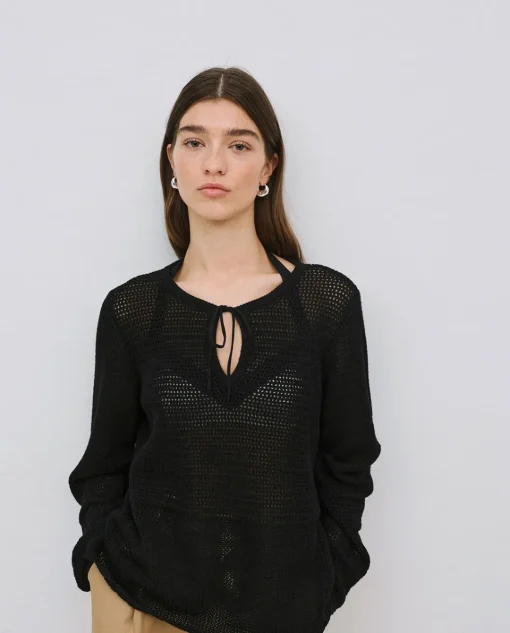YERSE Jersey calado lazo negro Hot