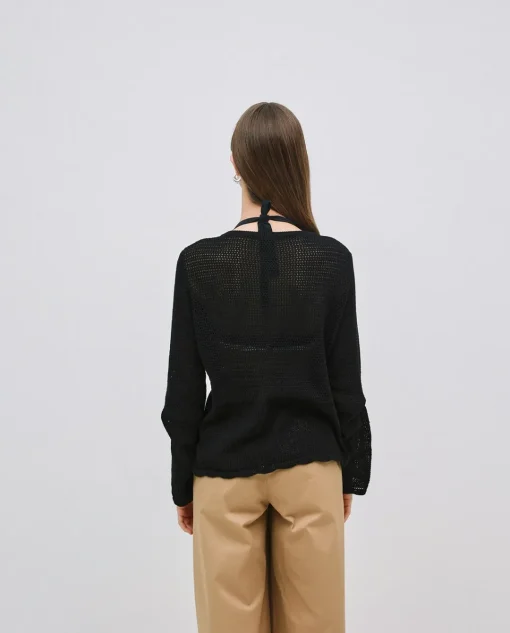 YERSE Jersey calado lazo negro Hot