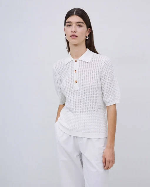 YERSE Jersey punto calado blanco Clearance