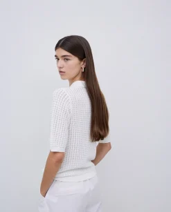 YERSE Jersey punto calado blanco Clearance