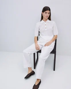 YERSE Jersey punto calado blanco Clearance