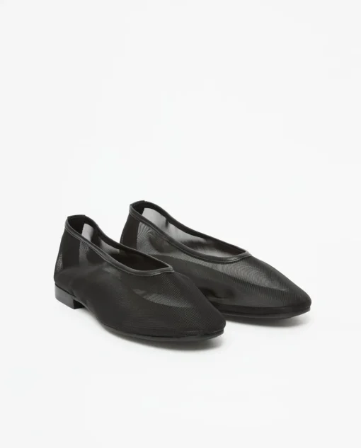 YERSE Manoletinas tejido red negro New