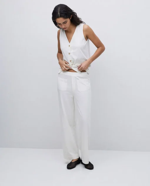 YERSE Pantalones de punto algodón crudo Fashion