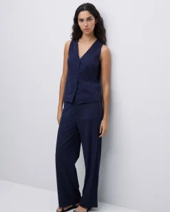 YERSE Pantalones de punto algodón azul oscuro Sale