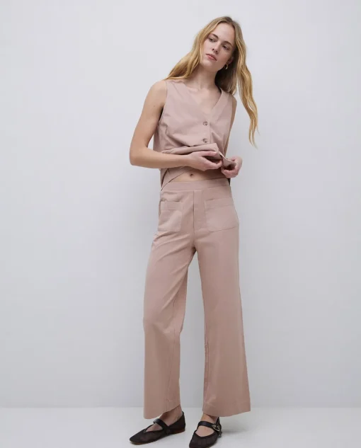 YERSE Pantalones de punto algodón rosa antiguo New