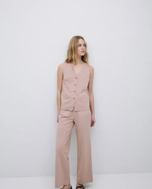 YERSE Pantalones de punto algodón rosa antiguo New