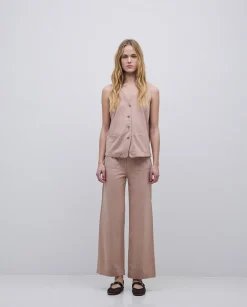 YERSE Pantalones de punto algodón rosa antiguo New