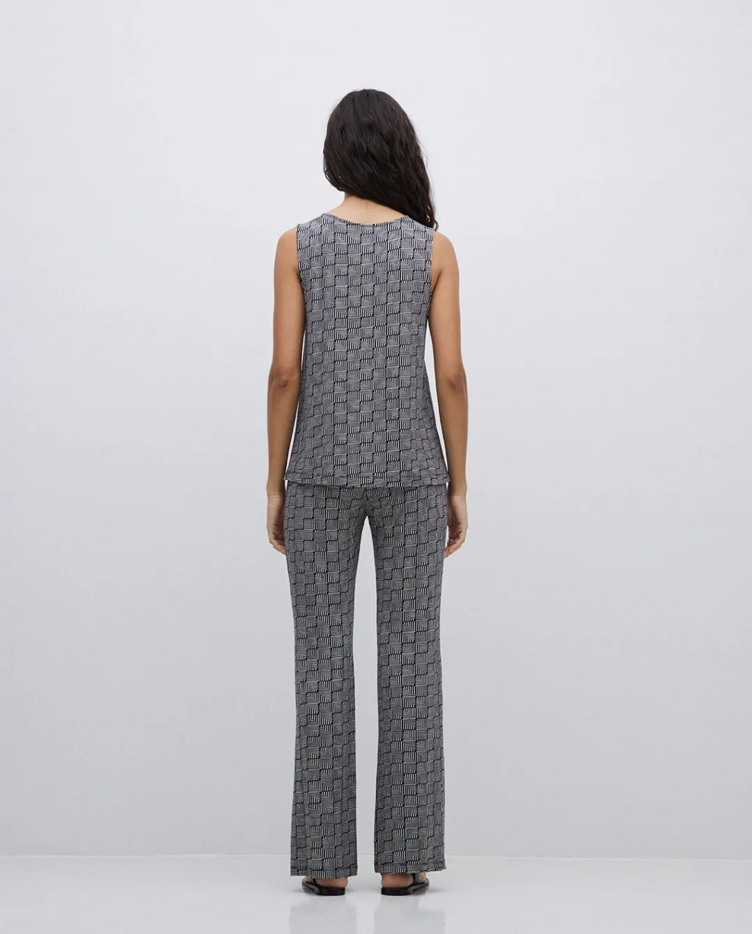 YERSE Pantalones flare geométrico negro Sale