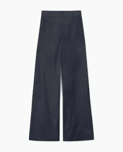 YERSE Pantalones popelín wide leg azul oscuro New