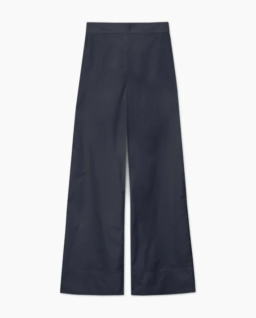 YERSE Pantalones popelín wide leg azul oscuro New