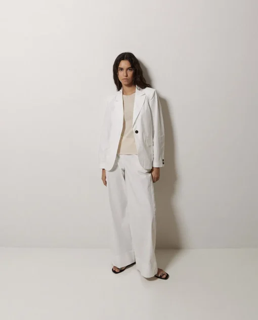 YERSE Pantalones popelín wide leg blanco Online