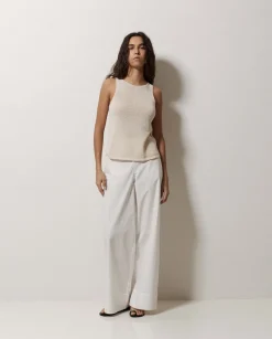 YERSE Pantalones popelín wide leg blanco Online