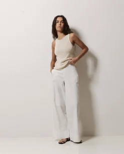 YERSE Pantalones popelín wide leg blanco Online
