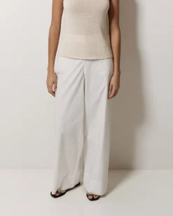 YERSE Pantalones popelín wide leg blanco Online