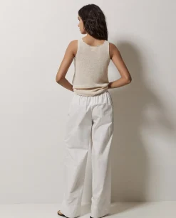 YERSE Pantalones popelín wide leg blanco Online