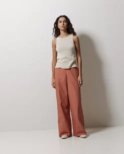 YERSE Pantalones popelín wide leg terracota Hot