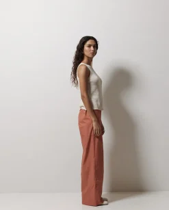 YERSE Pantalones popelín wide leg terracota Hot