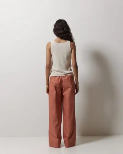YERSE Pantalones popelín wide leg terracota Hot