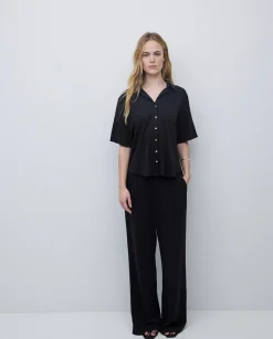YERSE Pantalones punto fluidos negro Discount