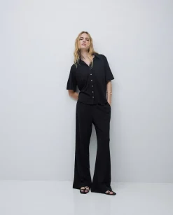 YERSE Pantalones punto fluidos negro Discount