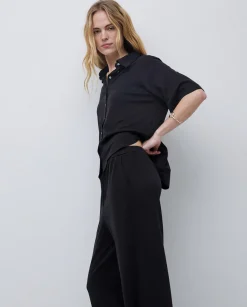 YERSE Pantalones punto fluidos negro Discount