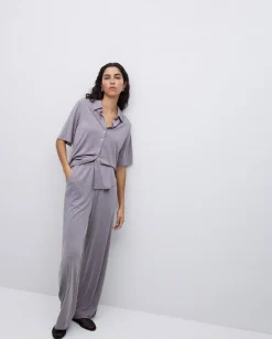 YERSE Pantalones punto fluidos gris Online