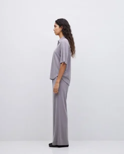 YERSE Pantalones punto fluidos gris Online