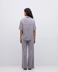 YERSE Pantalones punto fluidos gris Online