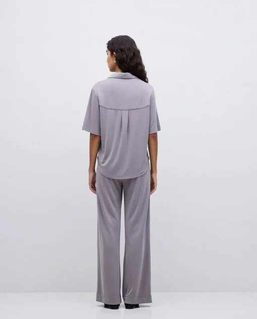 YERSE Pantalones punto fluidos gris Online