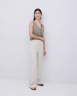 YERSE Pantalones rectos lino crudo Sale