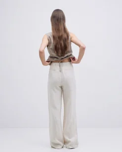 YERSE Pantalones rectos lino crudo Sale