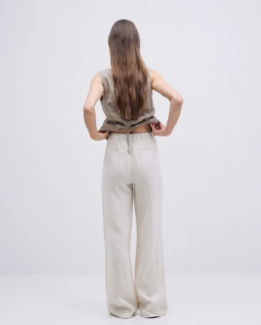 YERSE Pantalones rectos lino crudo Sale
