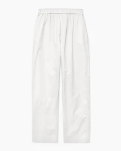 YERSE Pantalones rectos popelín blanco Discount