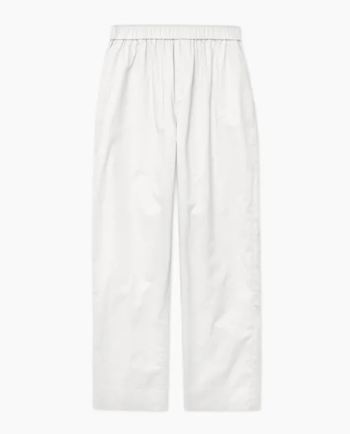 YERSE Pantalones rectos popelín blanco Discount