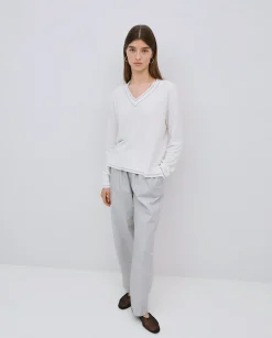 YERSE Pantalones rectos popelín gris Best