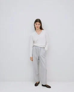 YERSE Pantalones rectos popelín gris Best