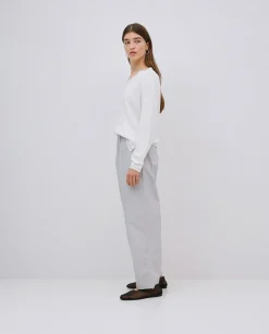 YERSE Pantalones rectos popelín gris Best