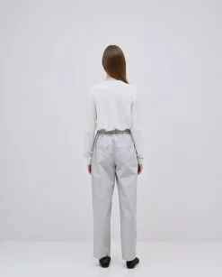 YERSE Pantalones rectos popelín gris Best