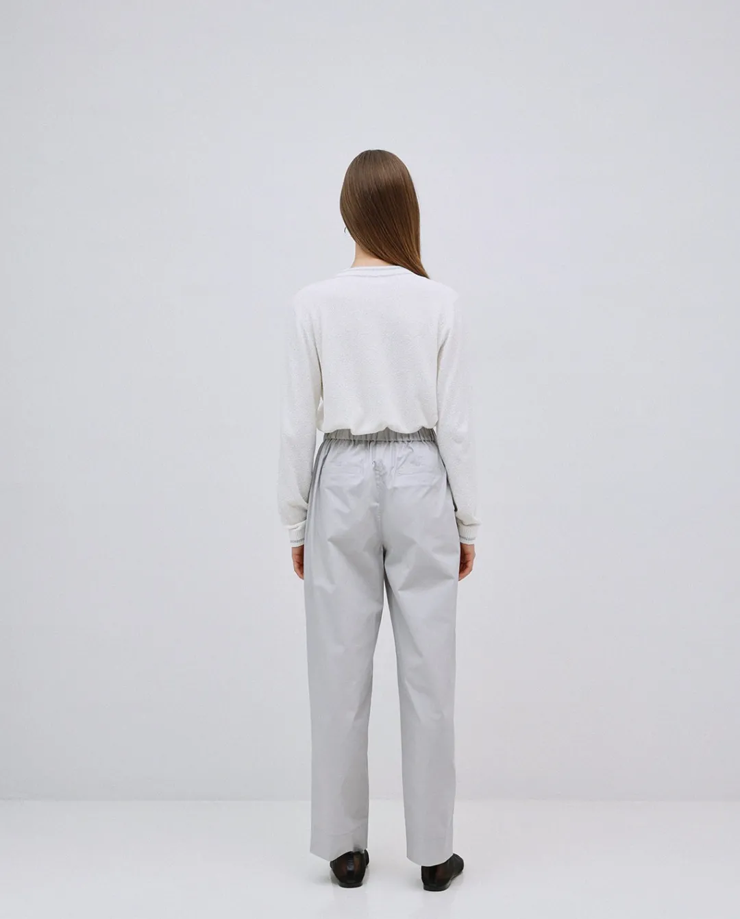 YERSE Pantalones rectos popelín gris Best