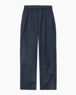 YERSE Pantalones rectos popelín azul oscuro Clearance