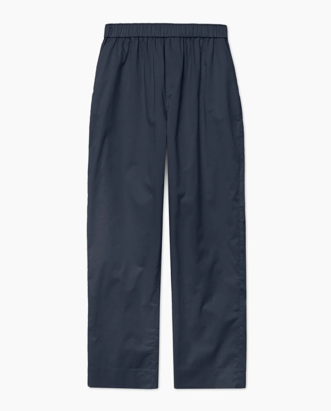 YERSE Pantalones rectos popelín azul oscuro Clearance