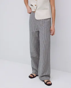 YERSE Pantalones rectos rayas azul grisáceo Online