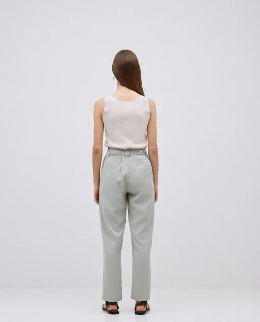YERSE Pantalones rectos tencel verde New