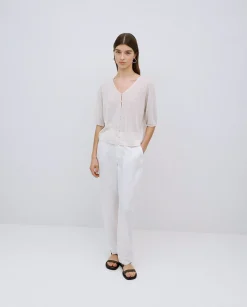 YERSE Pantalones rectos tencel blanco Clearance