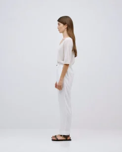 YERSE Pantalones rectos tencel blanco Clearance