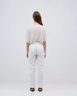 YERSE Pantalones rectos tencel blanco Clearance
