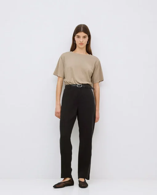 YERSE Pantalones rectos tencel negro Online
