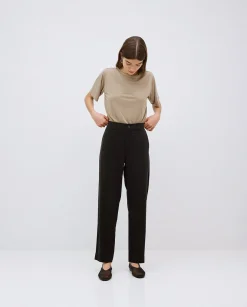 YERSE Pantalones rectos tencel negro Online