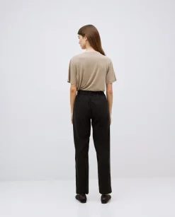 YERSE Pantalones rectos tencel negro Online